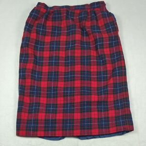 Vintage Pendleton Red and Blue Tartan Plaid 2 Pocket Pencil Skirt‎ Size 8